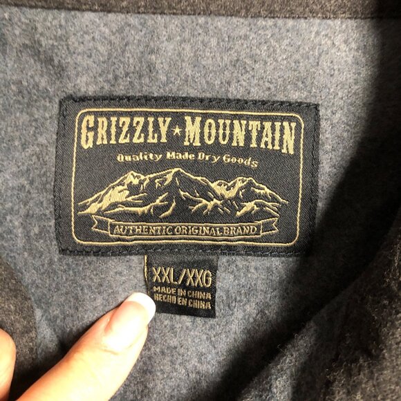 Grizzly Mountain Button Up Flannel Shirt Mens Size XXL Grey Cotton Warm Cozy - Picture 4 of 6